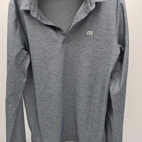 ⛳️ Travis‎ Matthews Long Sleeve Golf Polo Men's Grey/Blue Small (75-1) - Picture 1 of 6